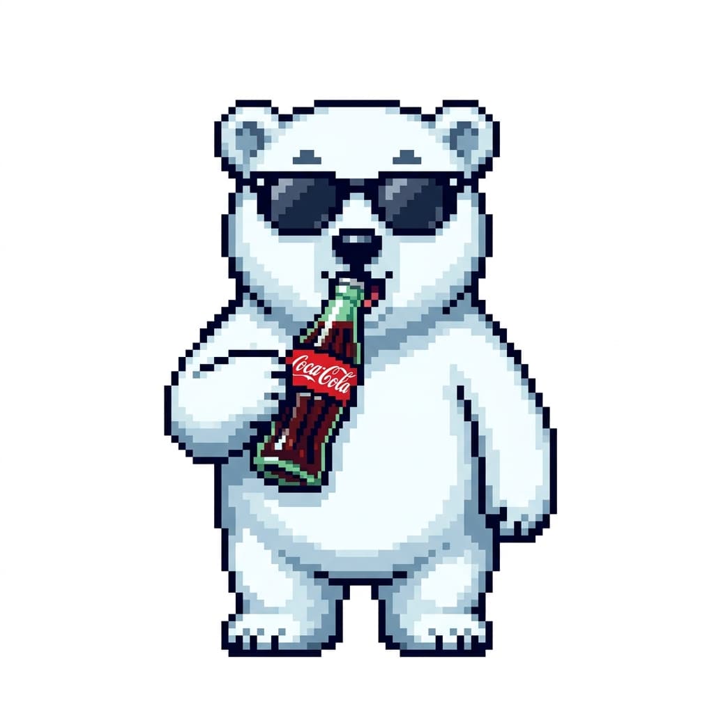 콜라를 든 픽셀 북극곰